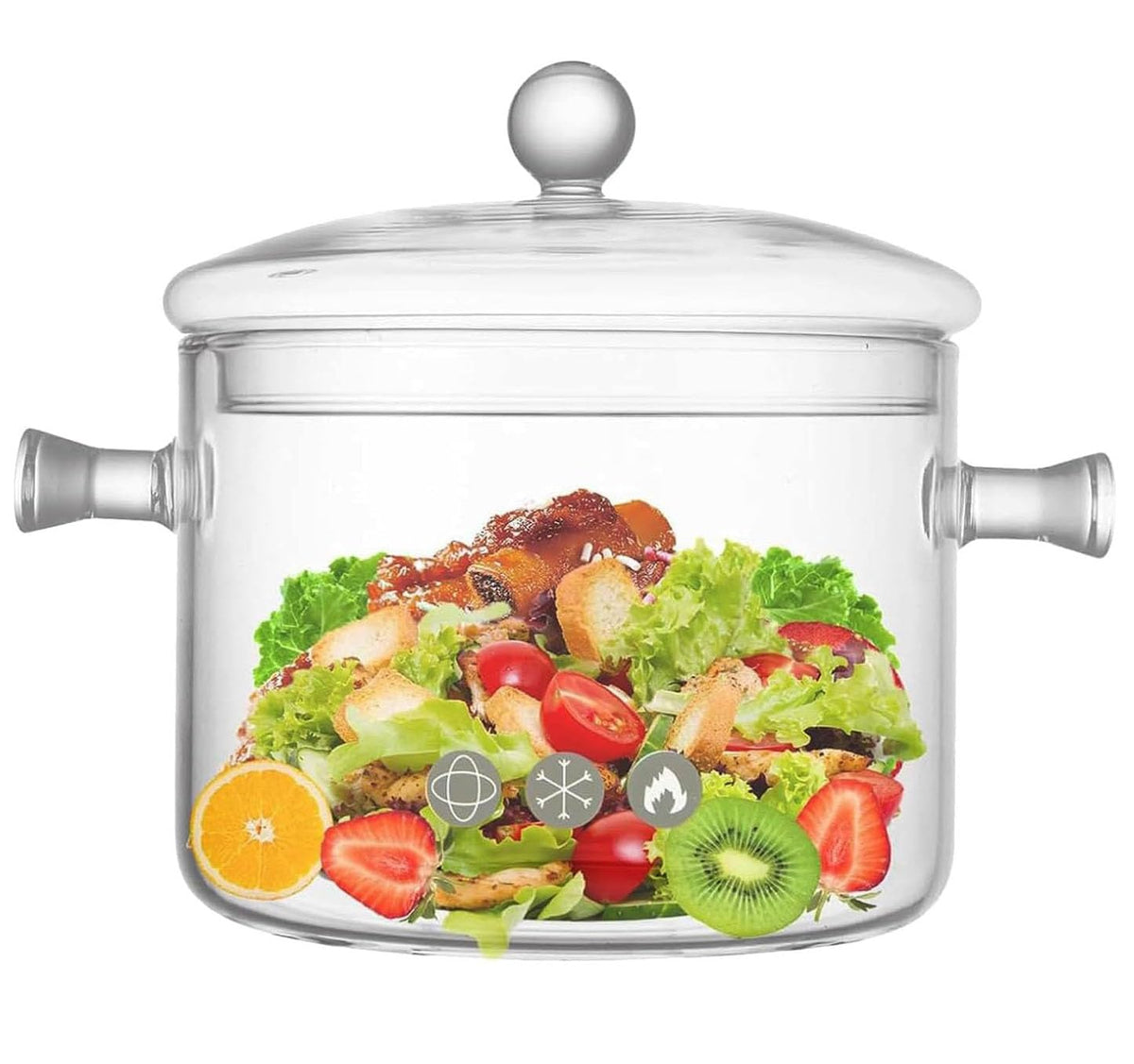 Riavzau glass cooking pot with cover for easy soup preparation and visibility.