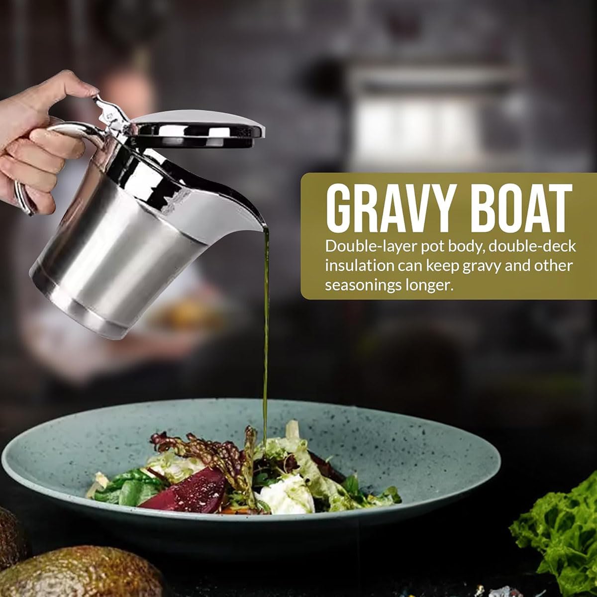 Riavzau versatile gravy boat serves gravies, dressings, syrups, and sauces.