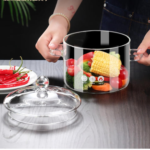 Riavzau glass pot with two sturdy handles easy to serve.