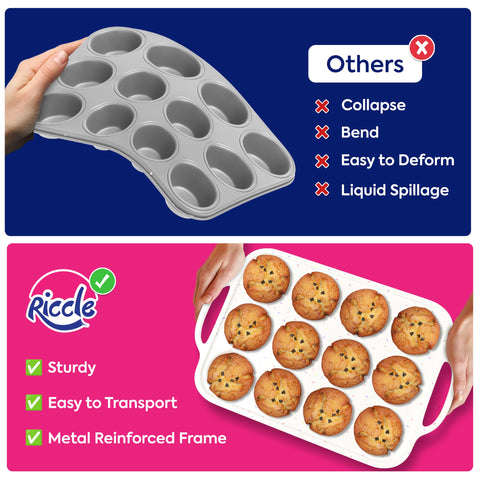 RICCLE dishwasher-safe silicone pan for quick cleanup after baking