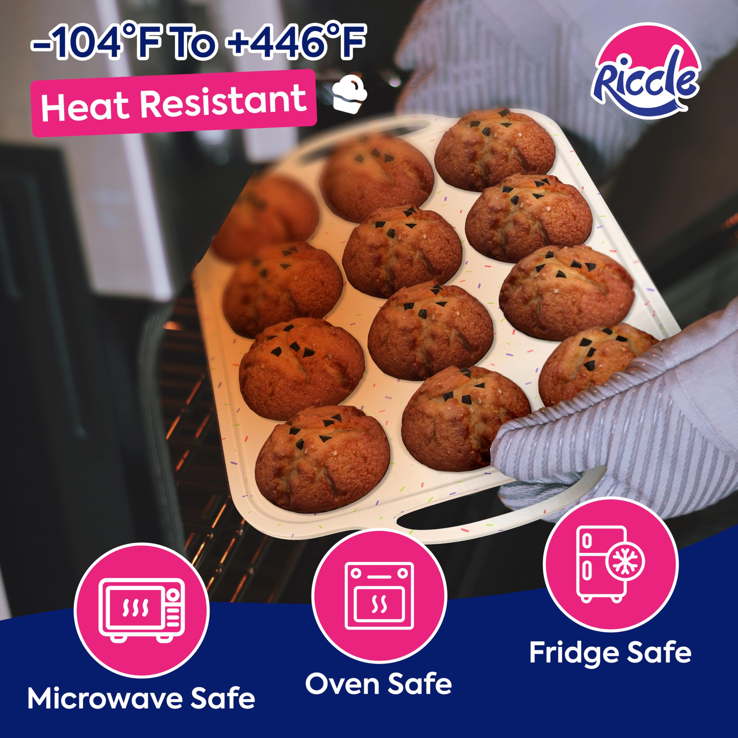 RICCLE muffin pan supports egg muffins and cheesecakes
