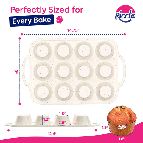 RICCLE nonstick silicone muffin pan for easy muffin release