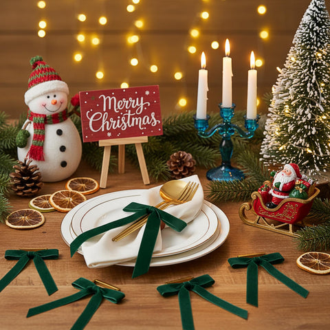Riceshoot gold semicircle ring napkin ring with velvet bow