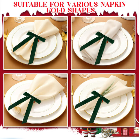Riceshoot dining table set with velvet bow napkin rings
