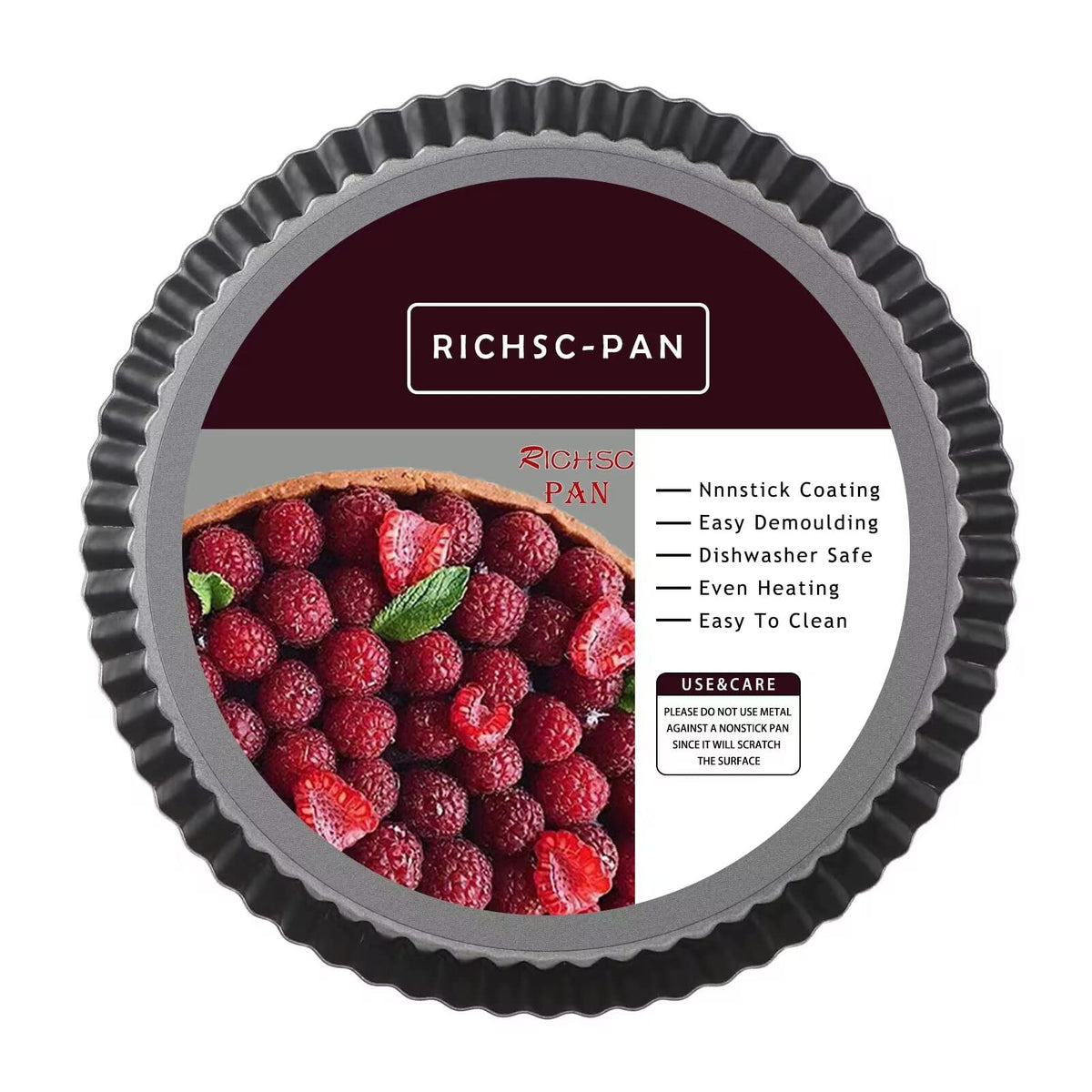 RICHSC-PAN 10-inch tart pan side view for even heat and a crisp crust