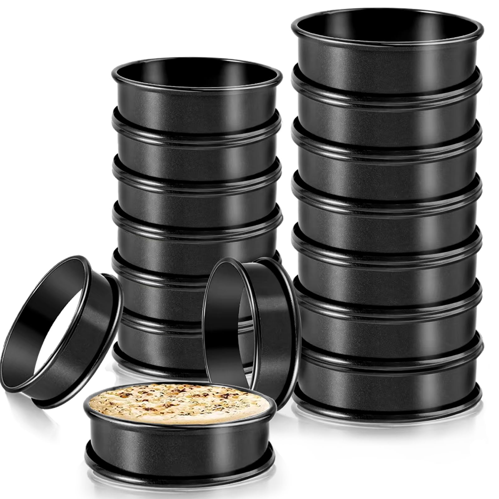 RICHSC-PAN crumpet rings four-inch outer diameter for easy release English muffins.