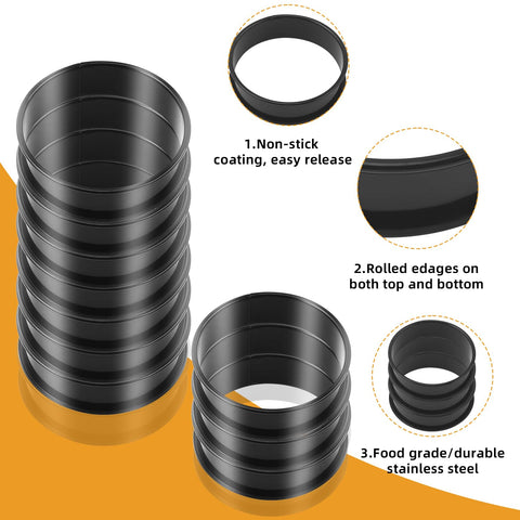 RICHSC-PAN crumpet rings with nonstick coating for easy release.