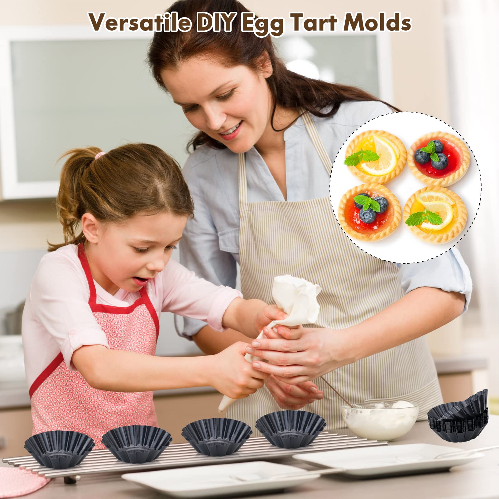 RICHSC-PAN egg tart mold 12-pack for preparing multiple tarts.