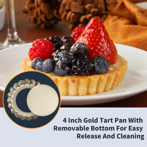 RICHSC-PAN champagne gold tart pan featuring durable carbon steel and a sleek finish.