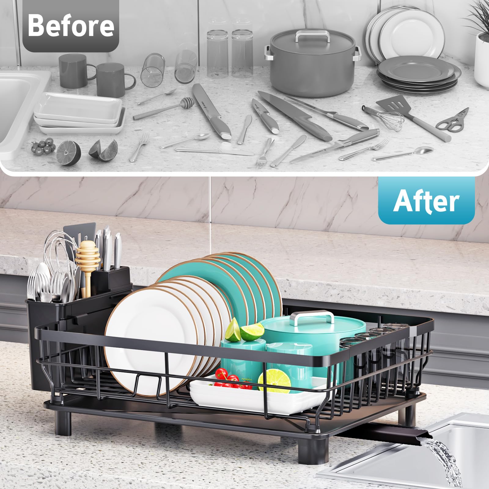 Ricobes anti-slip feet stabilize the rack on countertops.