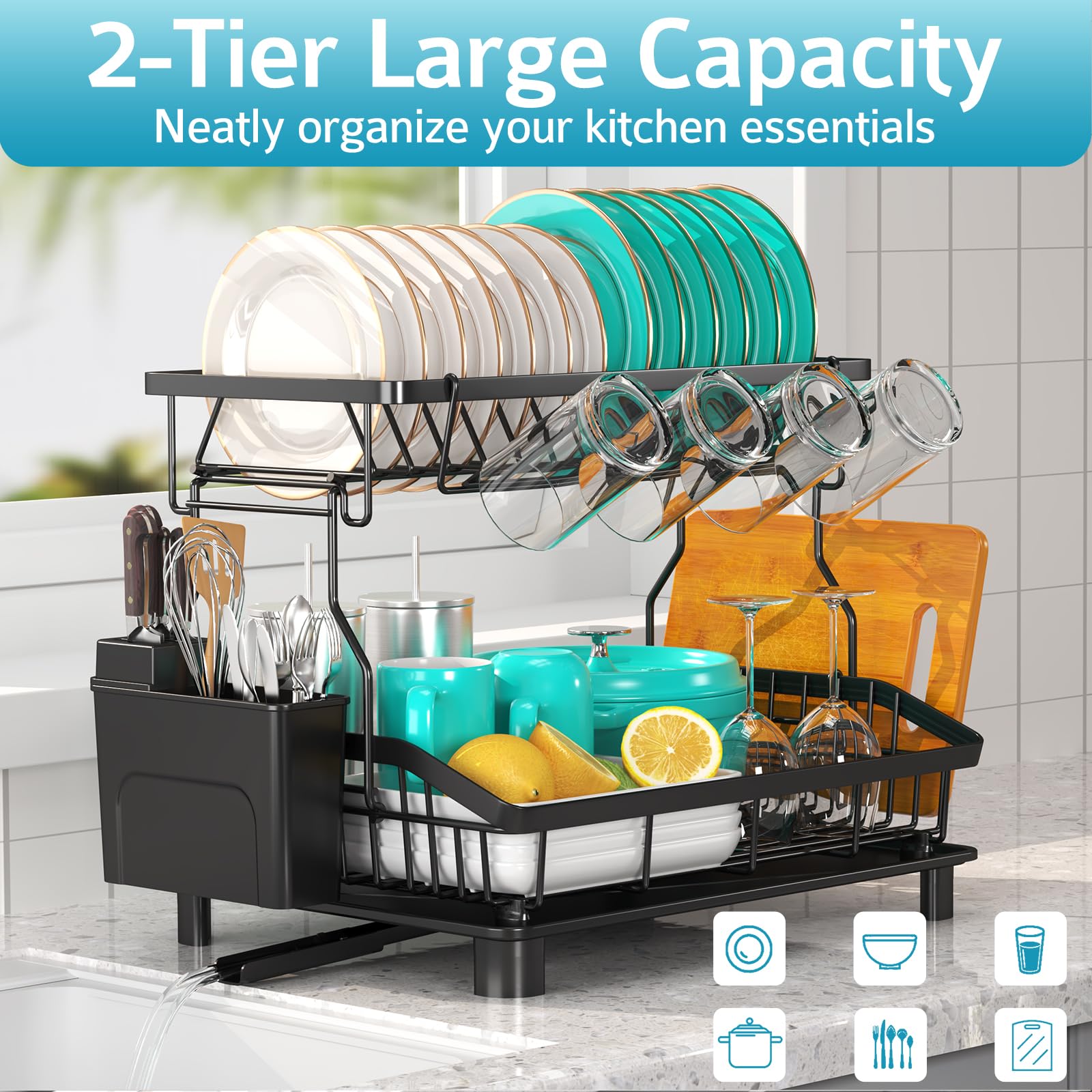 Ricobes cup holder securely dries glassware on the rack