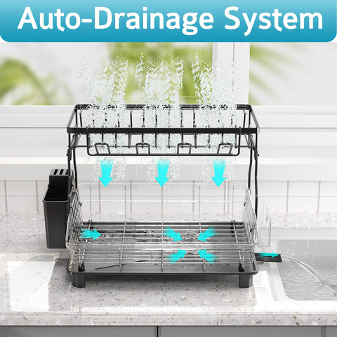 Ricobes dish drying rack drainboard channels water toward the sink for a dry surface