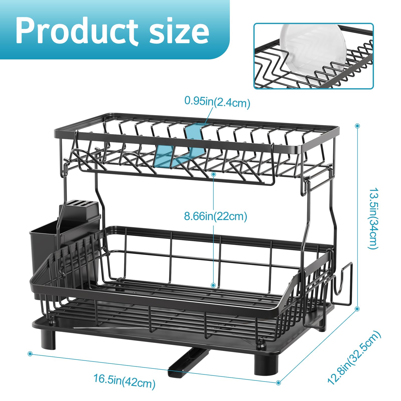 Ricobes utensil holder on the rack with bottom drain keeps utensils dry and organized