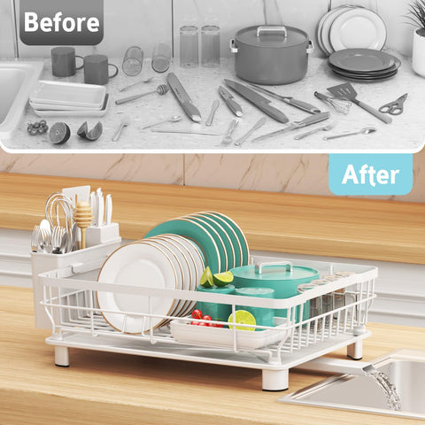 Ricobes dish rack with anti-slip feet keeps it stable on counters