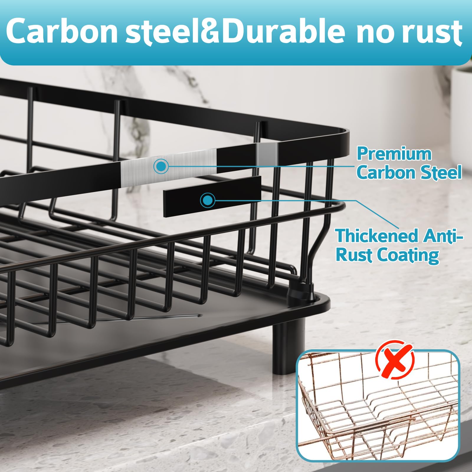 Ricobes rustproof-coated rack for long-lasting kitchen use.
