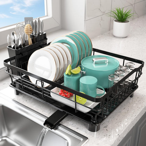 Ricobes space-saving dish rack demonstrates compact design that keeps counters tidy.