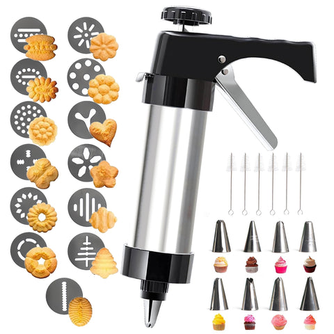 Ridanstian Spritz cookie press front view shows durable stainless steel construction for reliable baking.