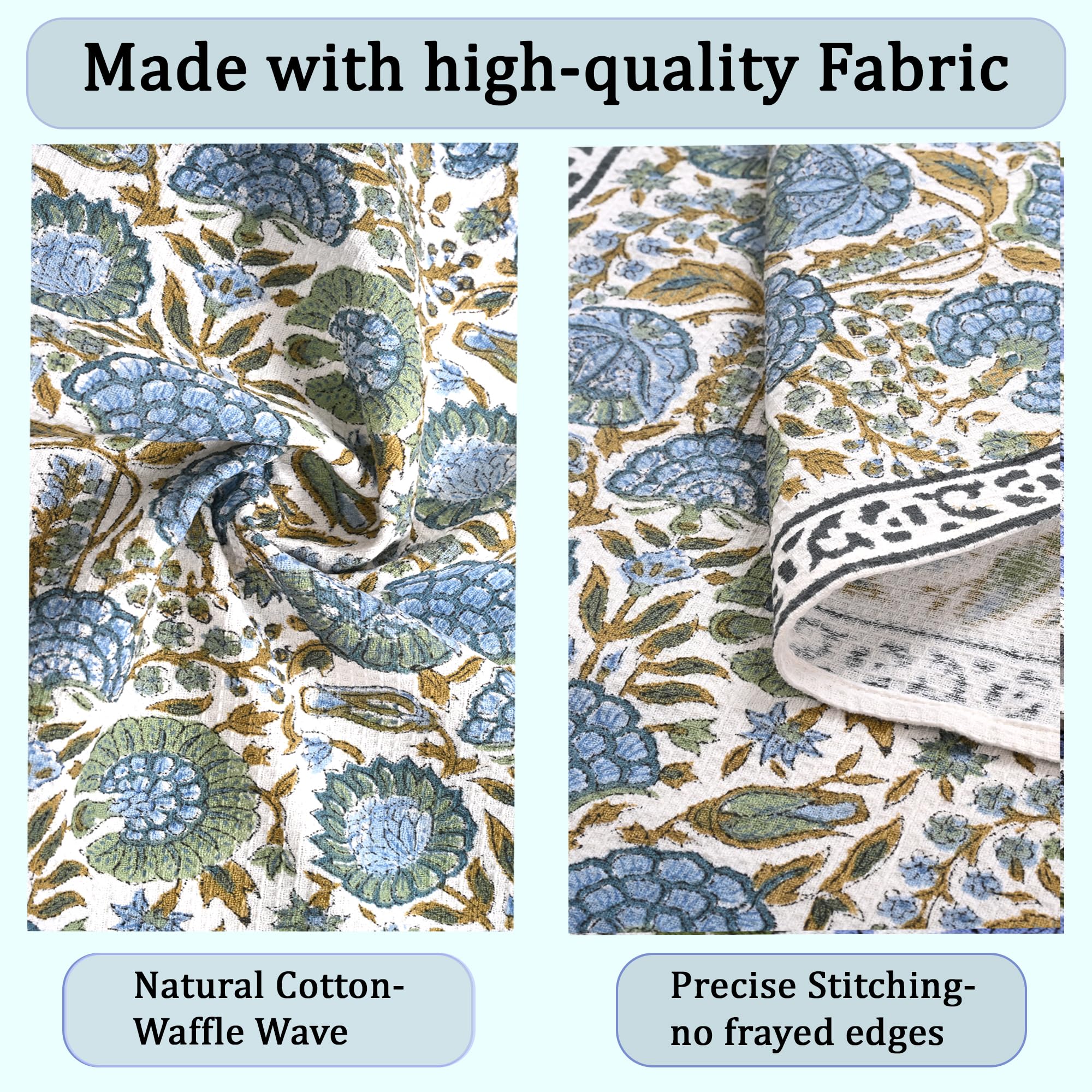 Ridhi asparagus green hand-block print pattern conveys artisanal charm.