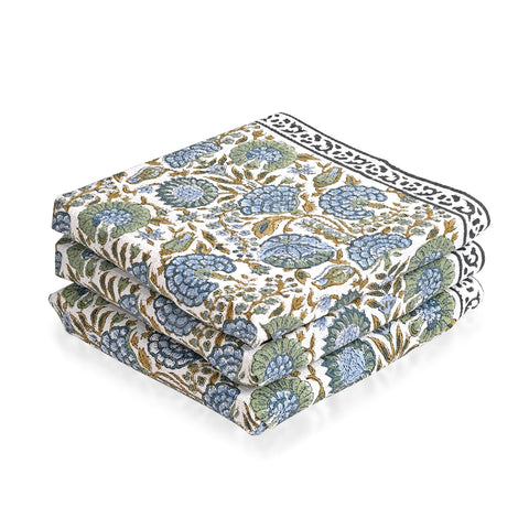 Ridhi asparagus green hand-block print towel close-up weave showing premium cotton absorbency.