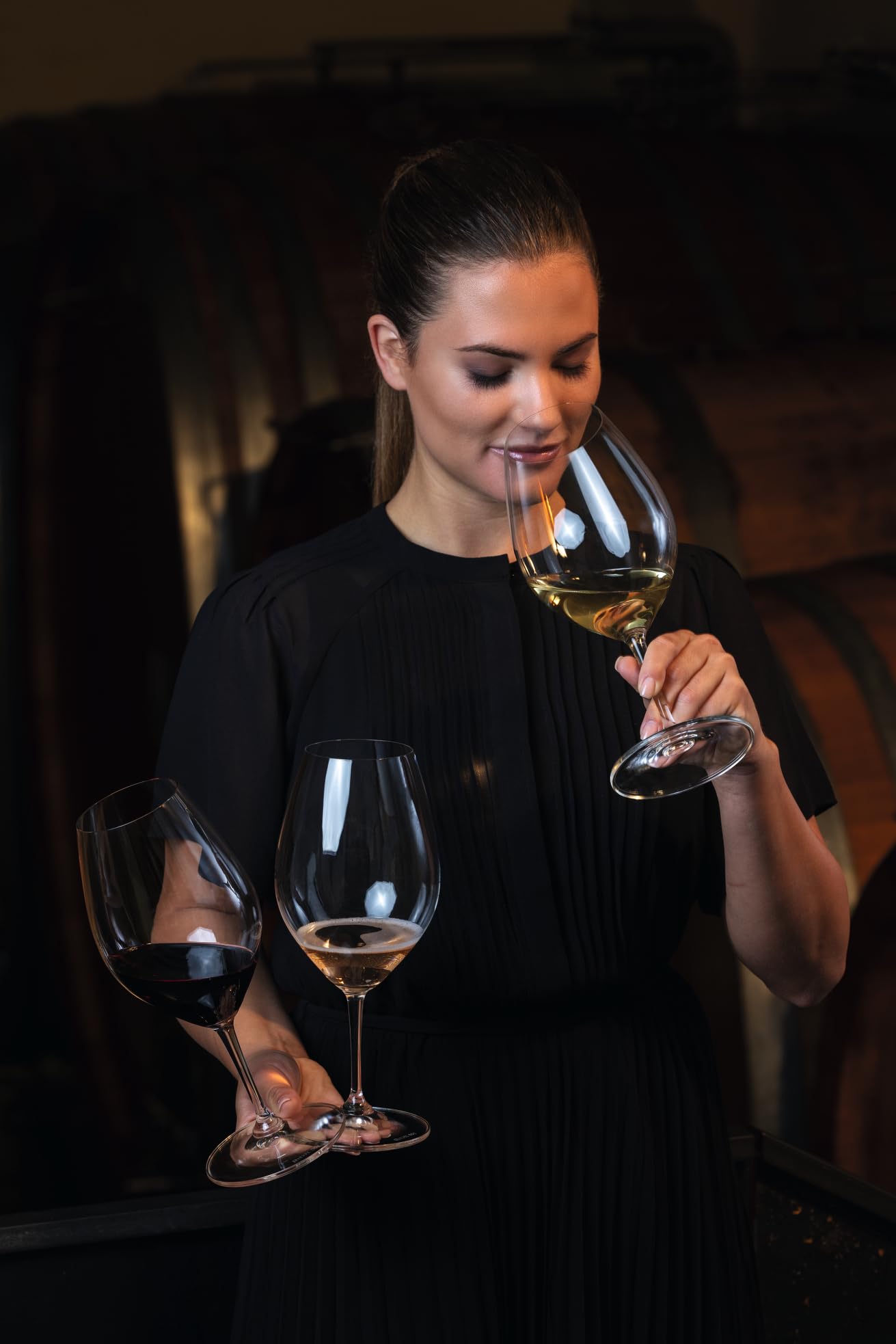 Riedel 00 Collection 001 four glasses set demonstrates universal wine compatibility.