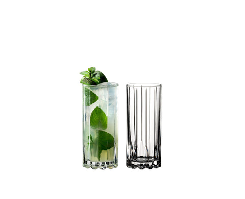 Riedel Drink Specific Highball glass supports standard and large ice cubes for versatile cocktails.