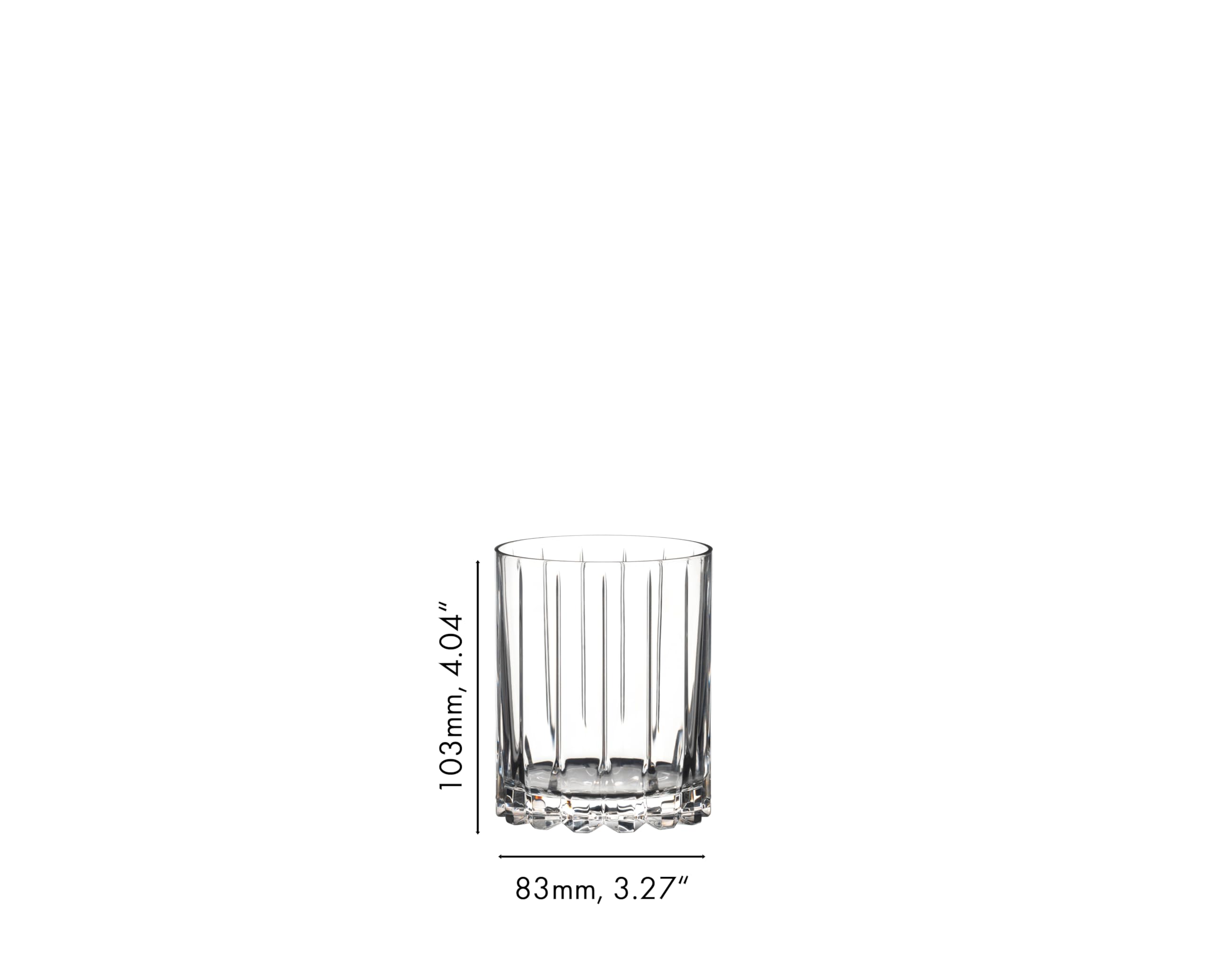 Riedel DSG double rocks glass in use with large format ice and spirits