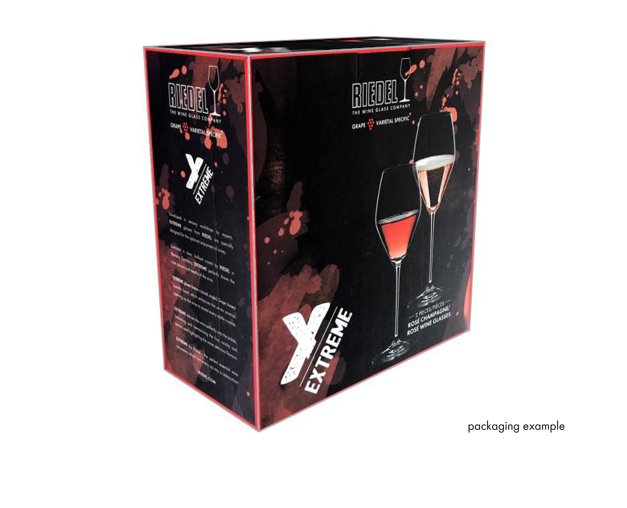 Riedel Extreme rosé glass holds about 11.36 ounces for servings