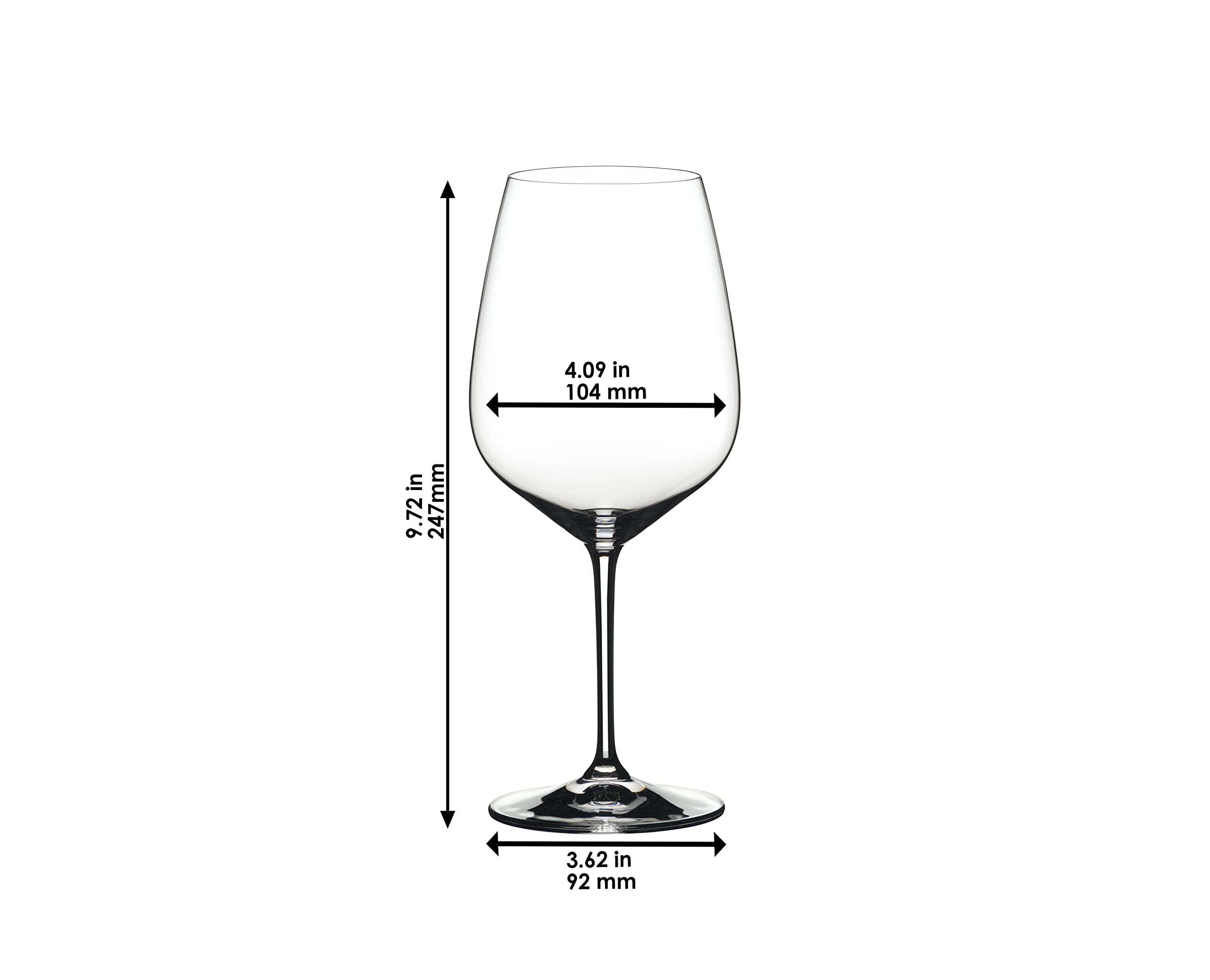 Riedel Heart to Heart Cabernet glass, diamond shape closeup emphasizing aroma and structure.
