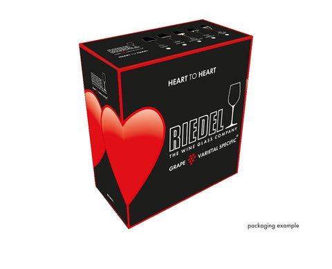 Riedel Heart to Heart present box display, showcasing a heart-ready wine gift.