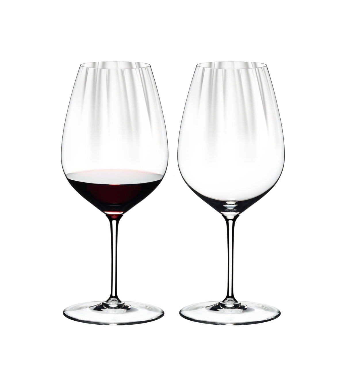 Riedel Performance Cabernet/Merlot glasses designed to enhance red wine aroma and structure.