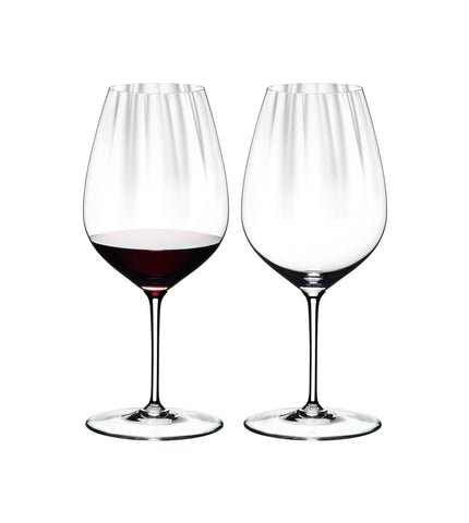 Riedel Performance Cabernet/Merlot glasses designed to enhance red wine aroma and structure.