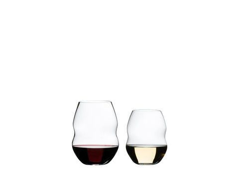Riedel Swirl red wine glass capacity 20.46 oz for wine, juice, or water.