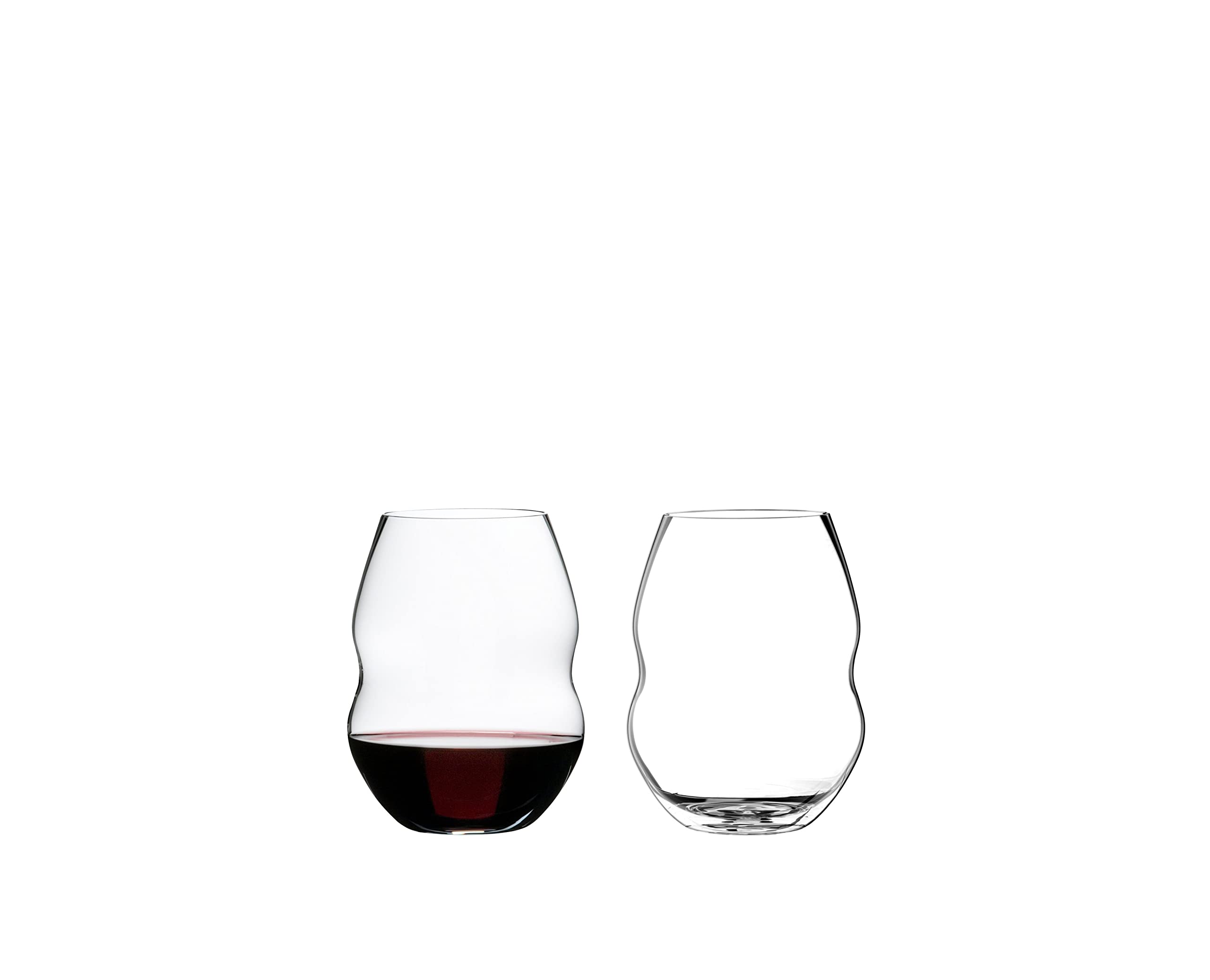 Riedel Swirl red wine glass full view with slip-proof grip for easy handling.