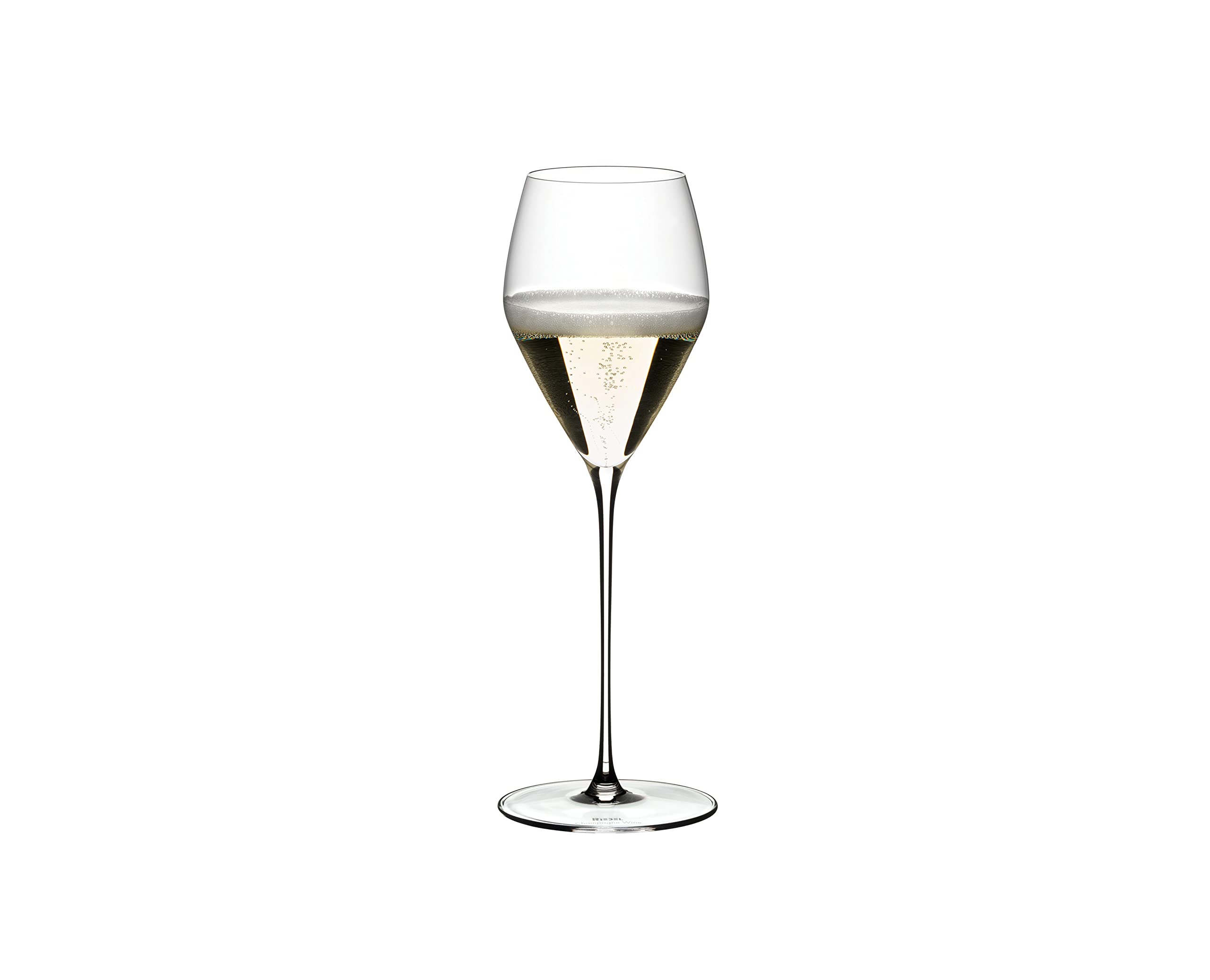 Riedel Veloce champagne glass stem detail showcases refined craftsmanship and balance.