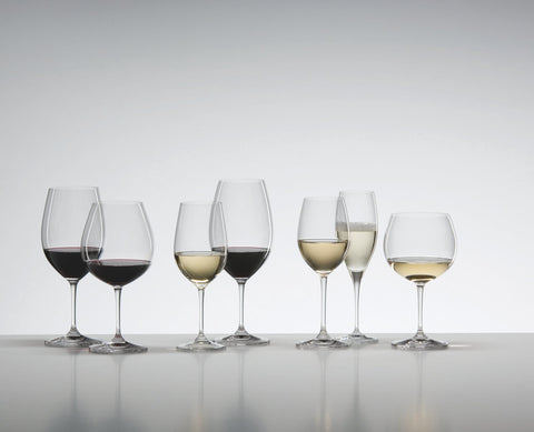 Riedel Vinum Burgundy glass shapes aroma and flavor nuance.
