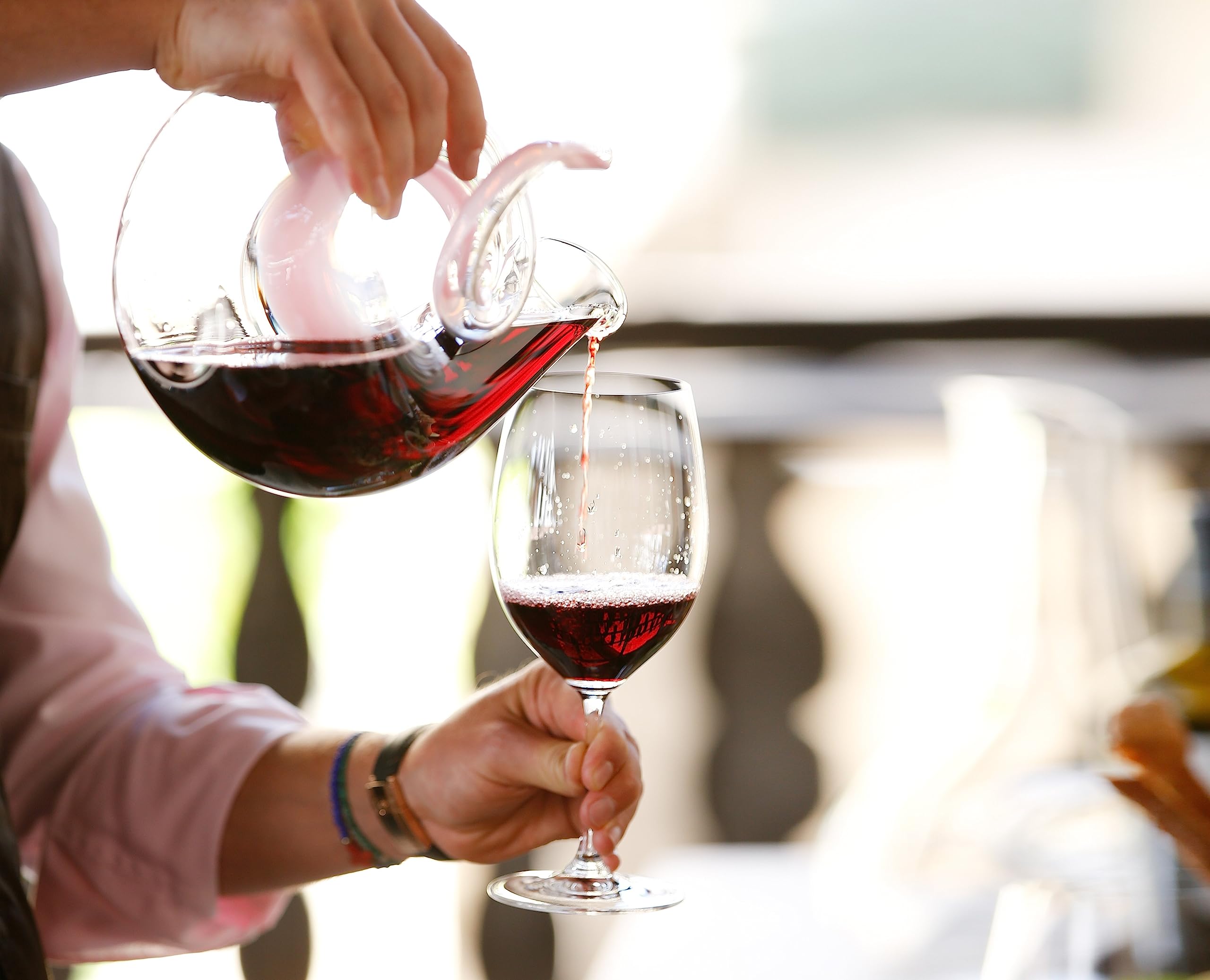 Riedel Vinum Cabernet glass in hand highlights bouquet and depth.