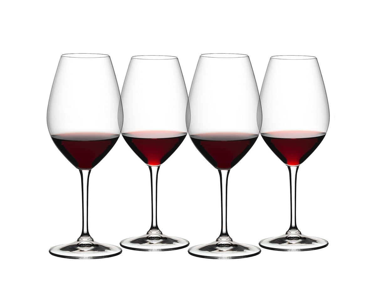 Riedel Wine Friendly red glass with 23-oz capacity for generous pours.