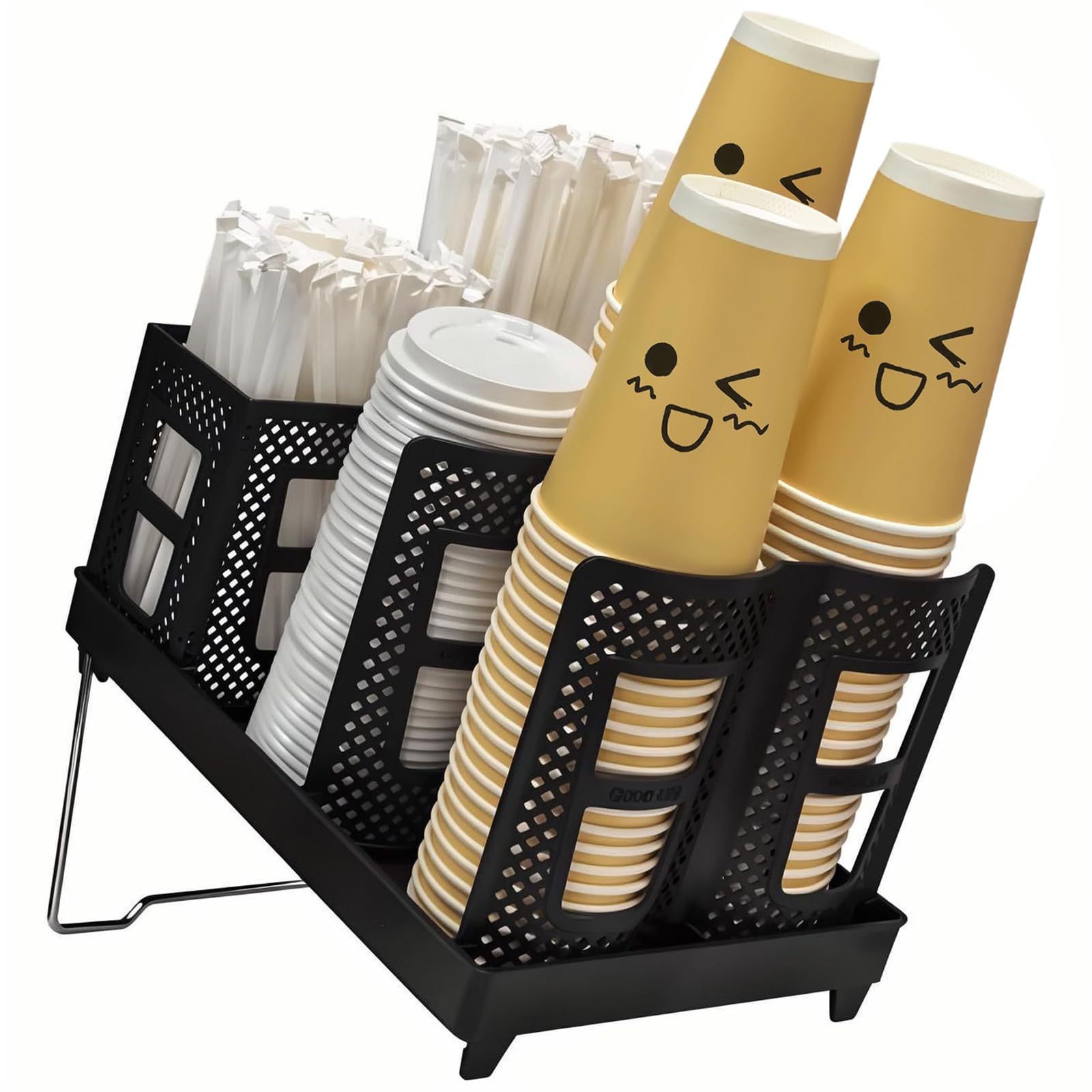 Riiriou coffee cup holder front view promotes tidy counter organization and quick cup access