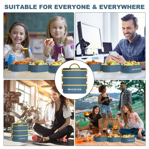 RIKDOKEN lunch box portable design fits bags and backpacks easily