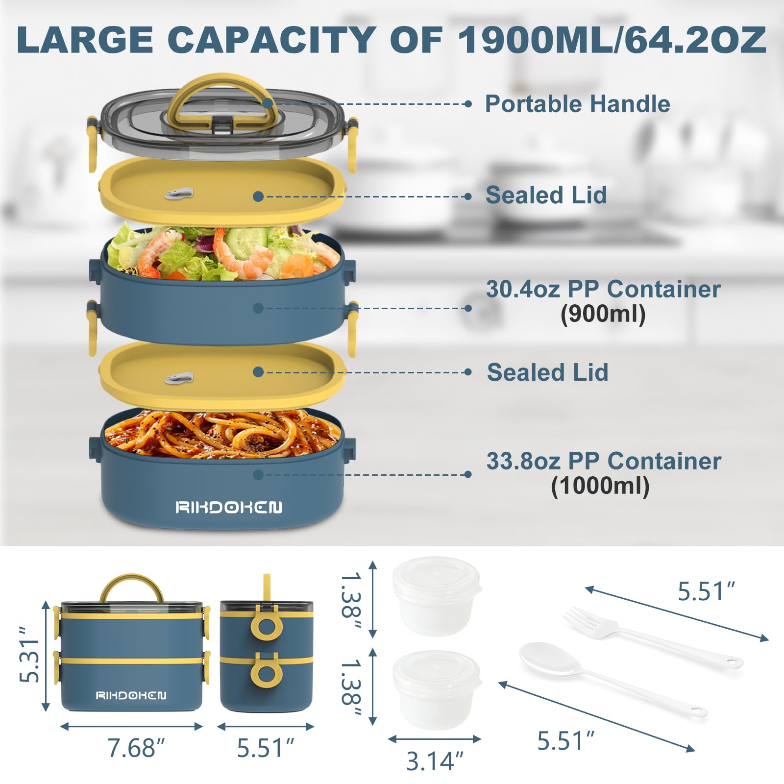 RIKDOKEN lunch box with sealed lids to keep flavors contained