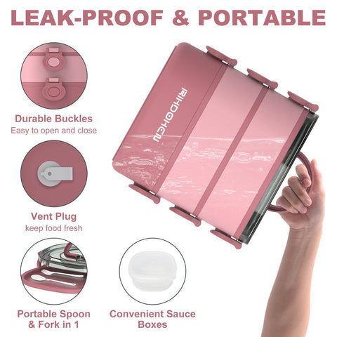 RIKDOKEN lunchbox includes utensils and sauce boxes for convenient on-the-go meals