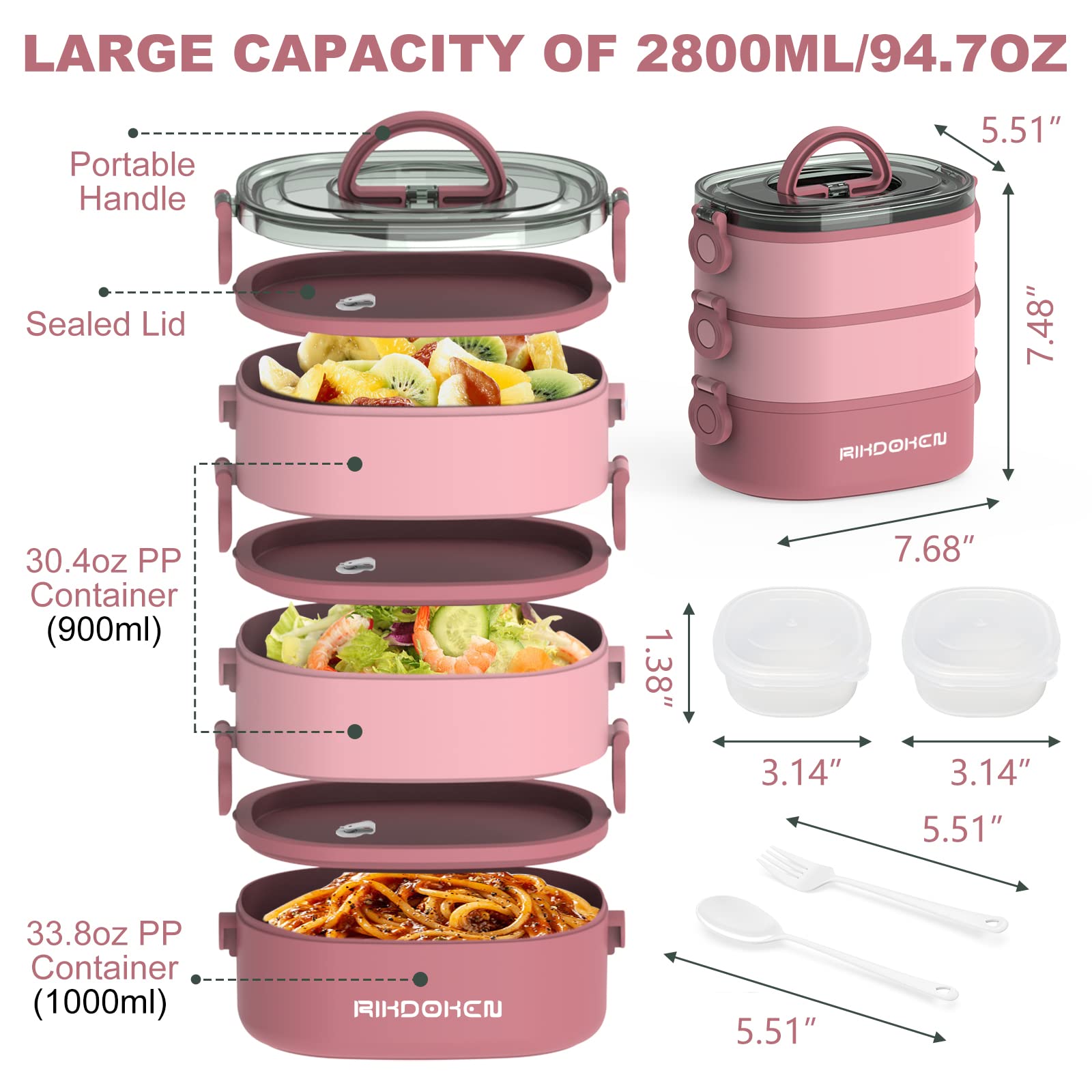 RIKDOKEN lunchbox demonstrates leakproof lid seals to prevent spills during transport