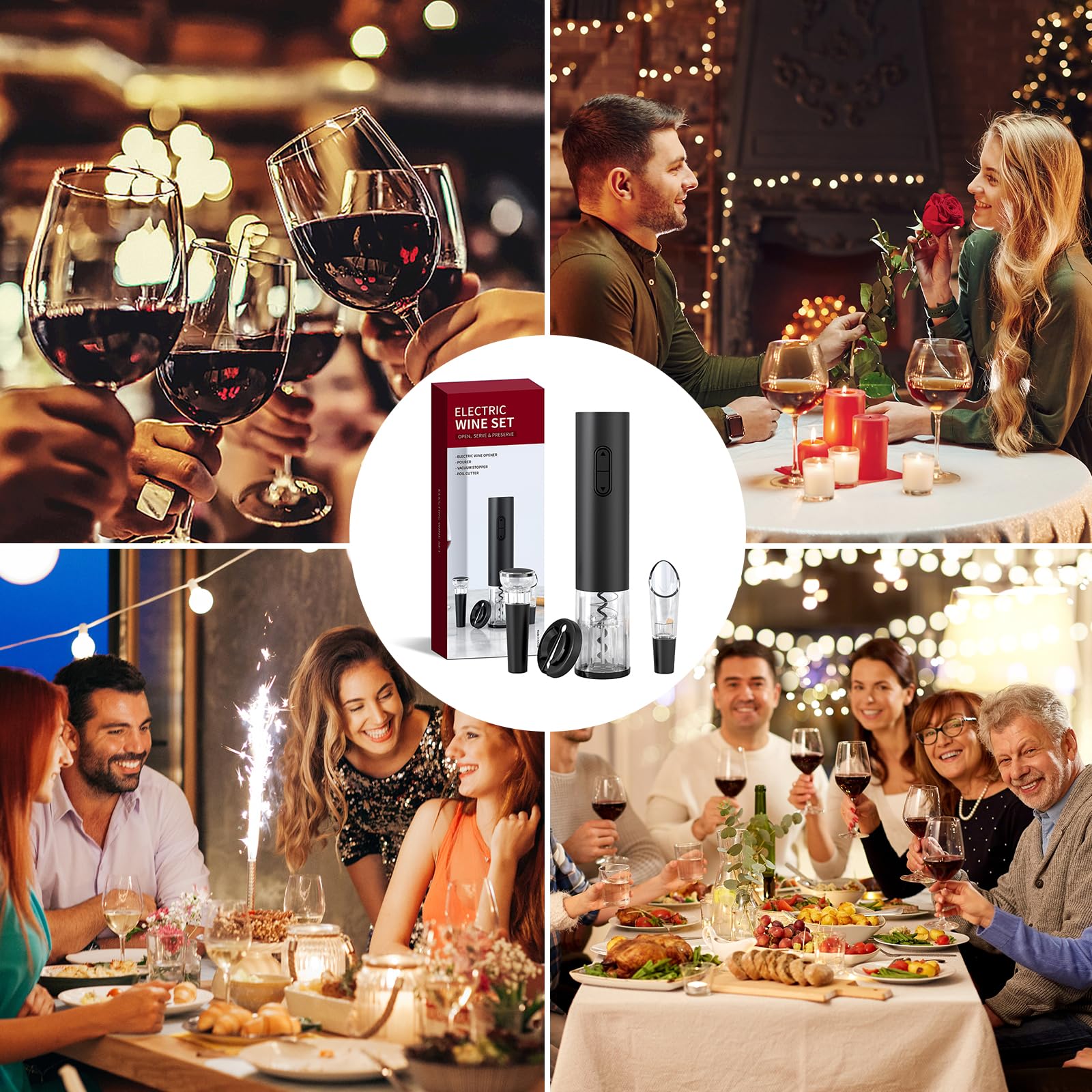 Rikuy gift-packaging showcases a stylish 4-in-1 wine tool set.