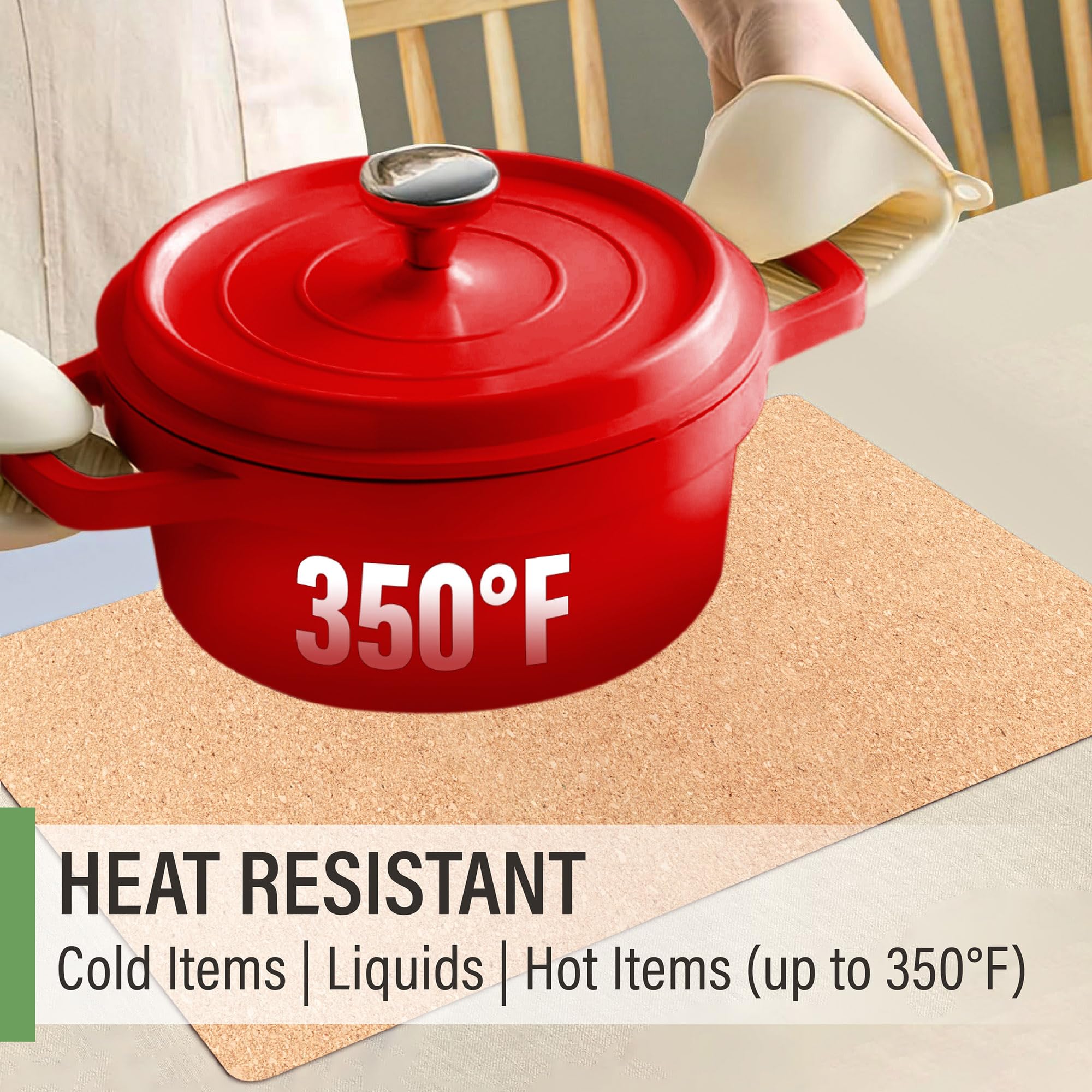 RIMONA'S placemats demonstrate heat resistance up to 350°F during meals
