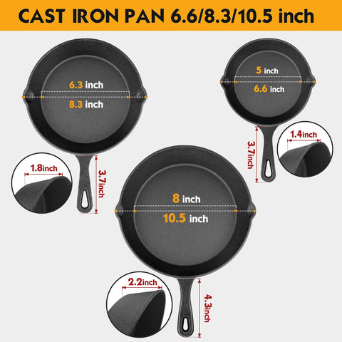 Rincentd eight-inch cast iron skillet ideal for weeknight meals and even browning.