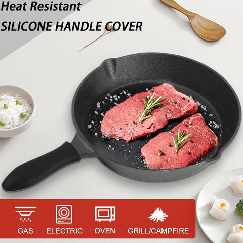 Rincentd ten-inch cast iron skillet offers versatile cooking from stove to oven.