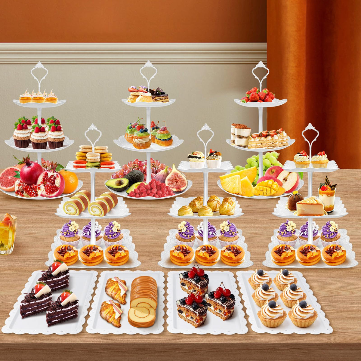 Rindoujin dessert table stand 3-tier square cake stands for elegant display