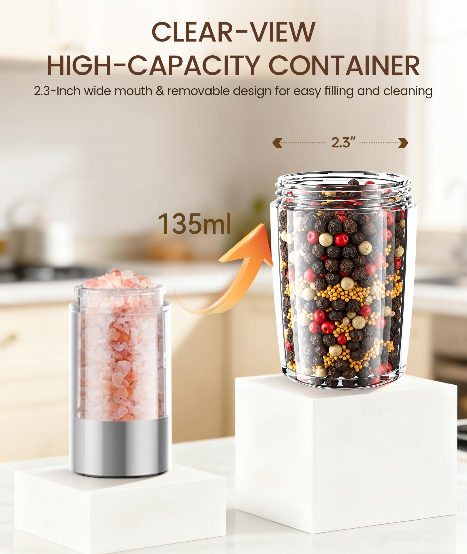 Ringco grinder LED light for precise spice dosing