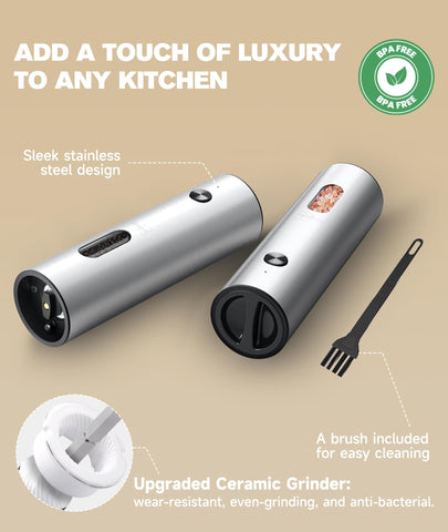 Ringo dual charging base recharges both mills and eliminates disposable batteries.
