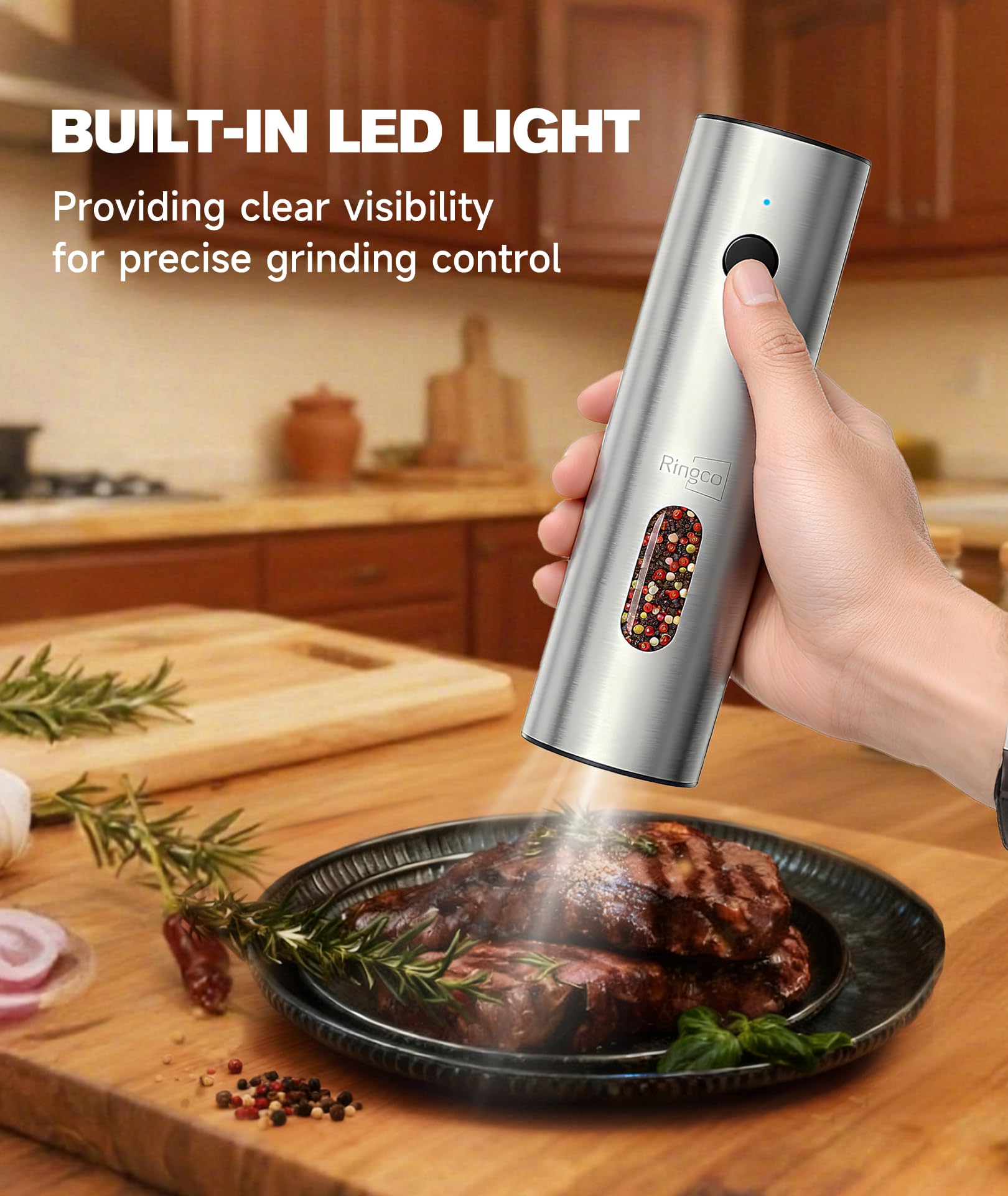 Ringo stainless steel one-piece design adds modern durability to table or kitchen.